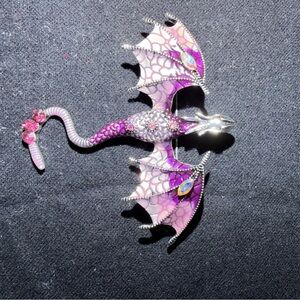 Enchanted Purple and Silver Dragon Crystal Brooch